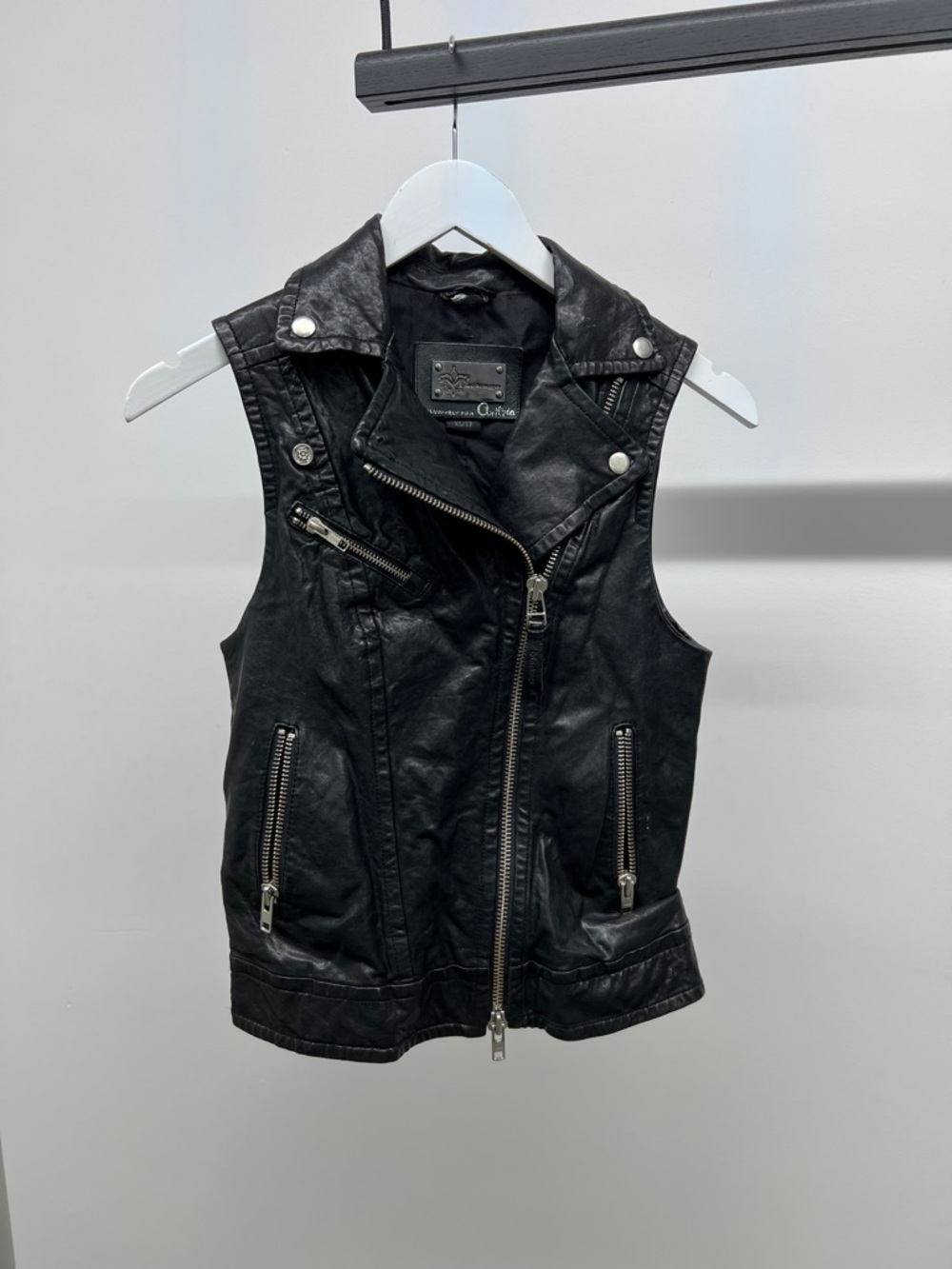 Mackage Black Sleeveless Leather Moto Vest